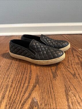 Steve Madden Quilted Slip-On Sneakers - Black with Tan Sole